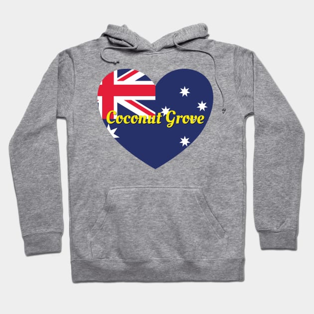 Coconut Grove NT Australia Australian Flag Heart Hoodie by DPattonPD